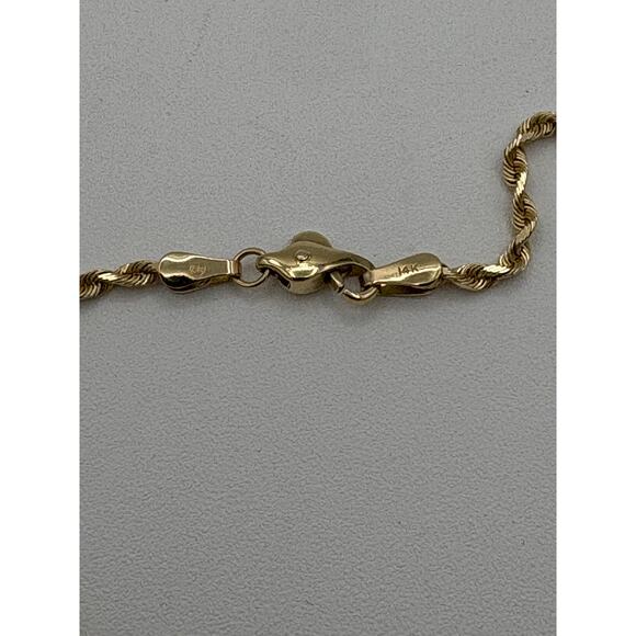 14K Gold Rope Chain Lobster Clasp Necklace - Picture 4 of 7